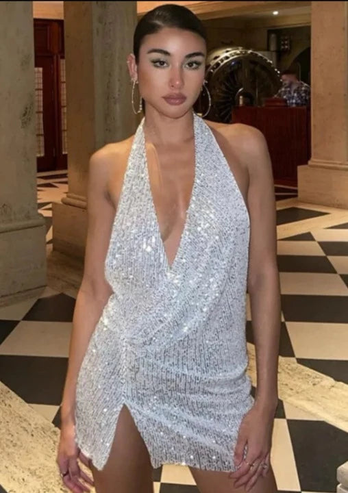GLITTER SEQUINS MINI COCKTAIL DRESS