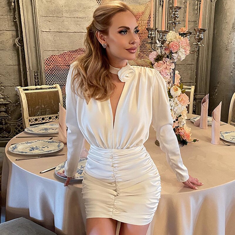 NECK TIE ROSE DRESS