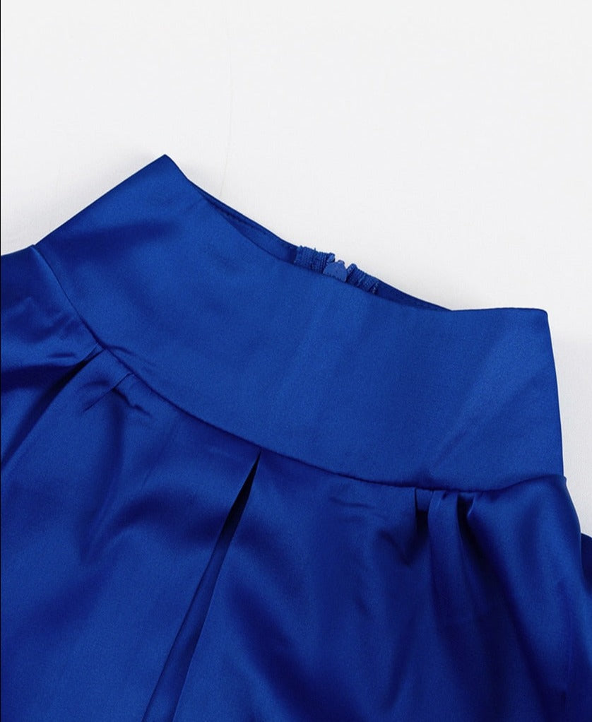 BLUE SATIN SUMMER DRESS