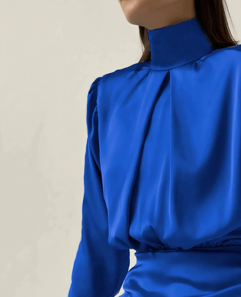 BLUE SATIN SUMMER DRESS