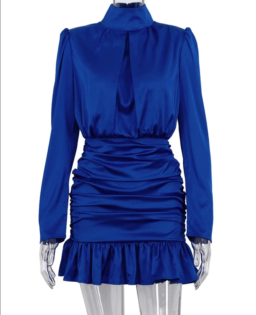 BLUE SATIN SUMMER DRESS