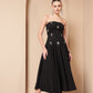 CRYSTAL EMBROIDERED FLARE MIDI DRESS