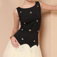 BLACK & IVORY EMBELLISHED TULLE DRESS