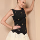 BLACK & IVORY EMBELLISHED TULLE DRESS