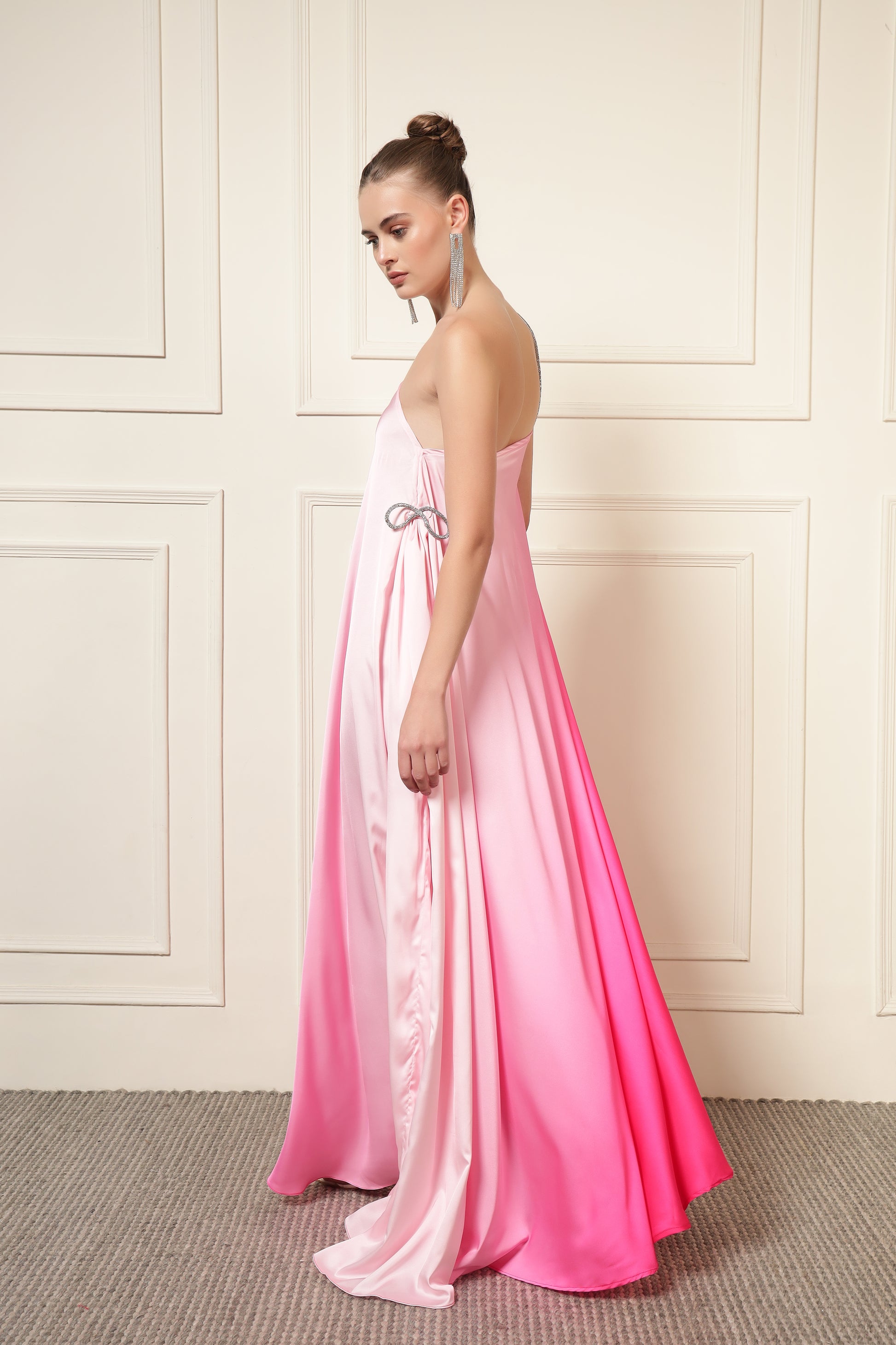 PINK OMBRE DIAMOND STRAP MAXI DRESS De Novoo PINK OMBRE DIAMOND STRAP MAXI DRESS De Novoo