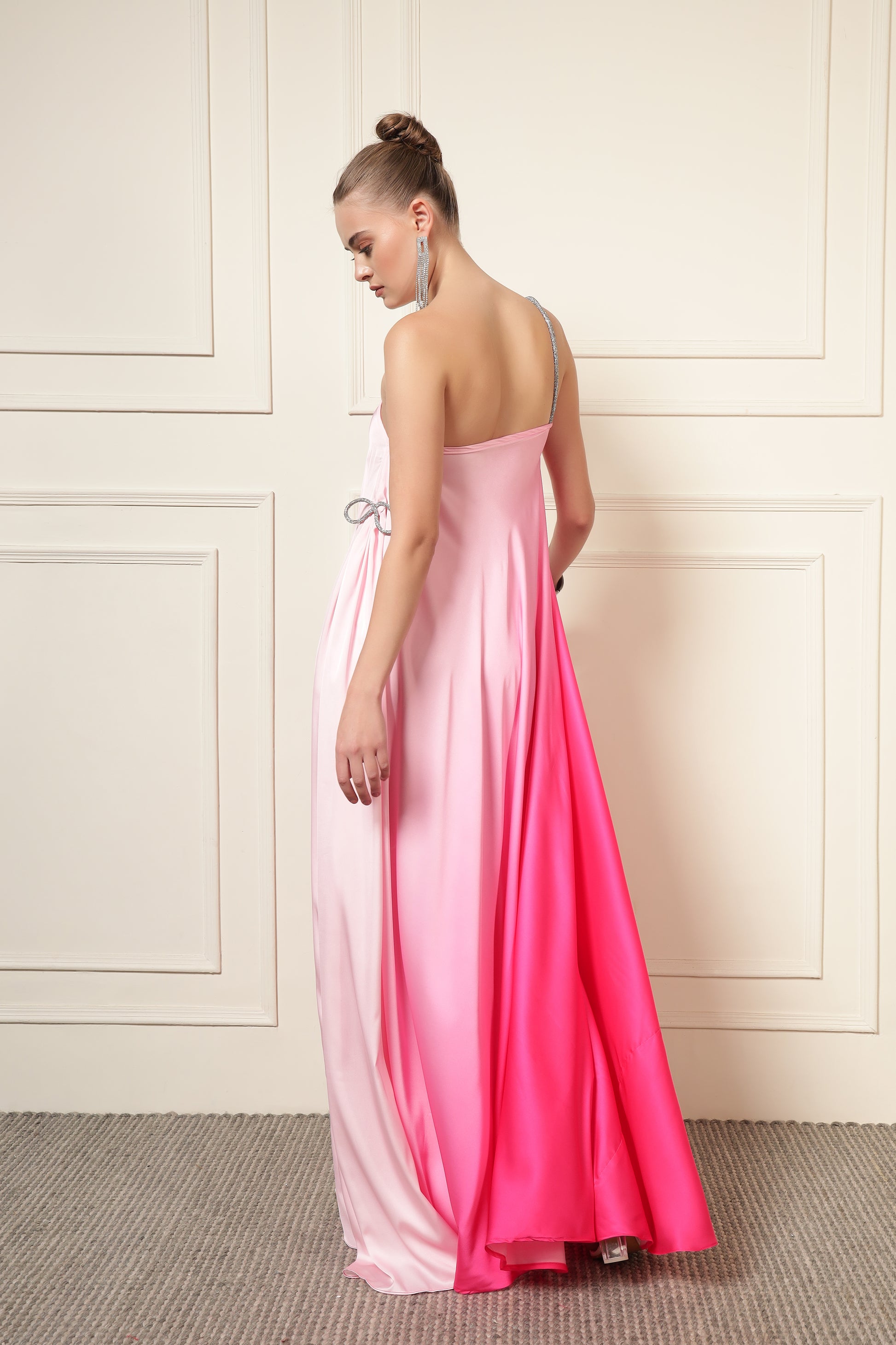 PINK OMBRE DIAMOND STRAP MAXI DRESS – De Novoo