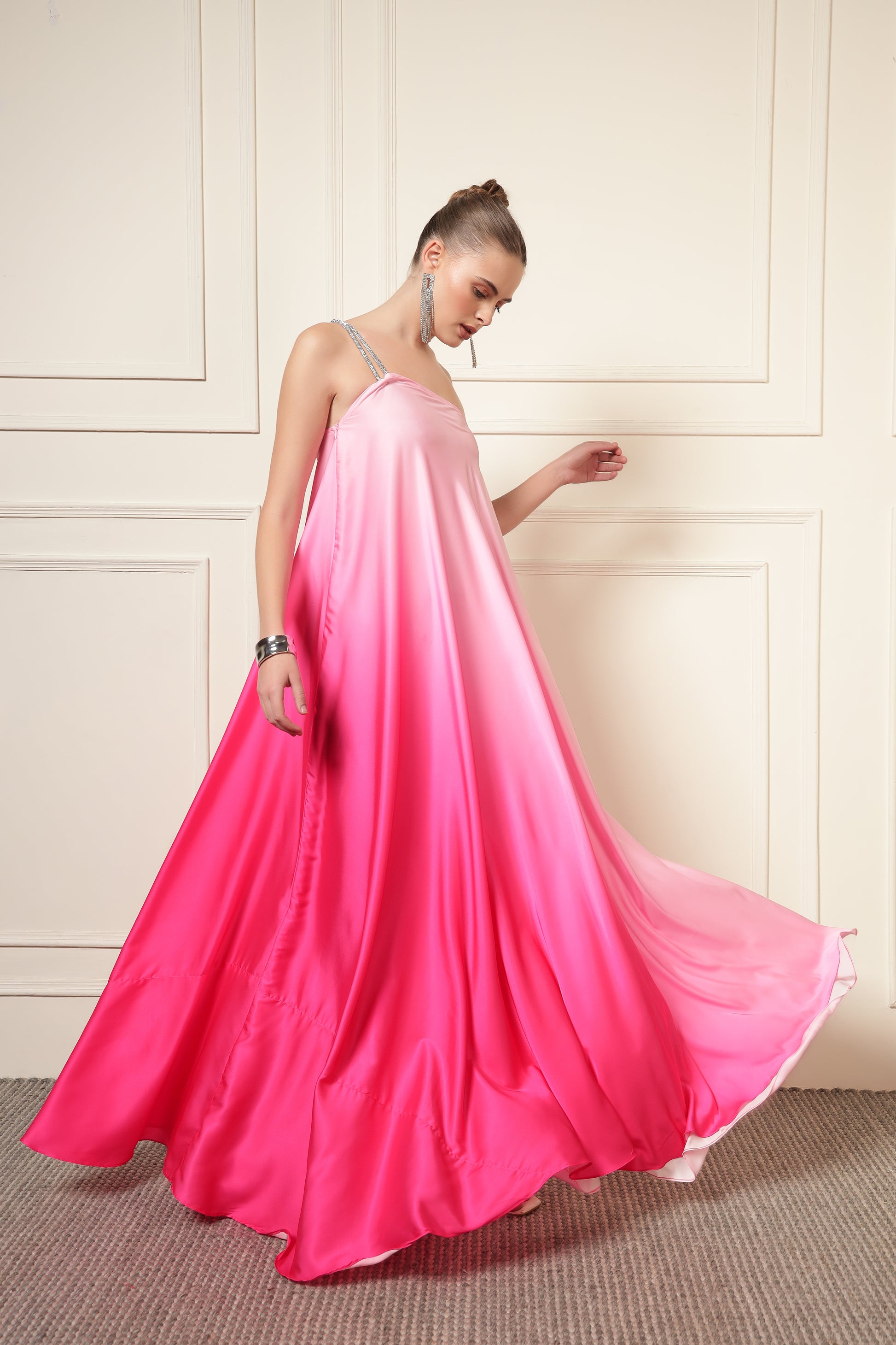 PINK OMBRE DIAMOND STRAP MAXI DRESS – De Novoo