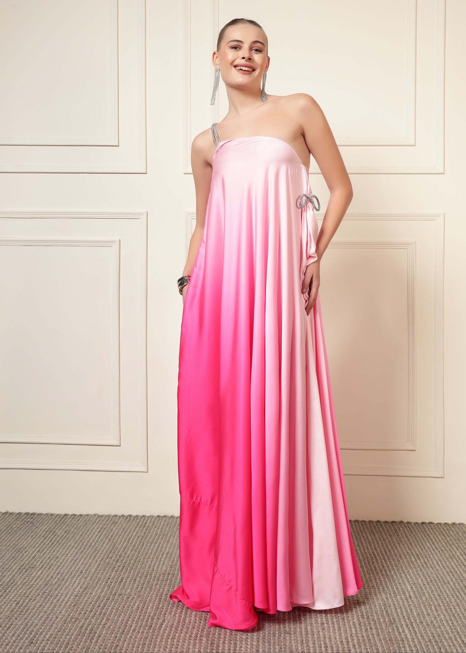 PINK OMBRE DIAMOND STRAP MAXI DRESS De Novoo PINK OMBRE DIAMOND STRAP MAXI DRESS De Novoo