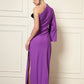 ONE SHOULDER MAXI ROSE DRESS
