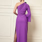 ONE SHOULDER MAXI ROSE DRESS