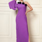 ONE SHOULDER MAXI ROSE DRESS