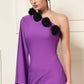 ONE SHOULDER MAXI ROSE DRESS