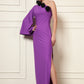 ONE SHOULDER MAXI ROSE DRESS