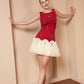 MAROON & IVORY EMBELLISHED TULLE DRESS