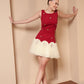 MAROON & IVORY EMBELLISHED TULLE DRESS