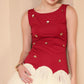 MAROON & IVORY EMBELLISHED TULLE DRESS