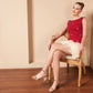 MAROON & IVORY EMBELLISHED TULLE DRESS