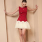 MAROON & IVORY EMBELLISHED TULLE DRESS