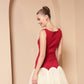MAROON & IVORY EMBELLISHED TULLE DRESS