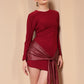 RED TIE KNOT ROUND NECK DRESS