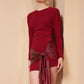RED TIE KNOT ROUND NECK DRESS