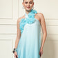 BLUE OMBRE FLOWER PATCH MAXI DRESS
