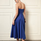 CRYSTAL EMBROIDERED FLARE MIDI DRESS