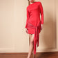 RED TIE KNOT ROUND NECK DRESS