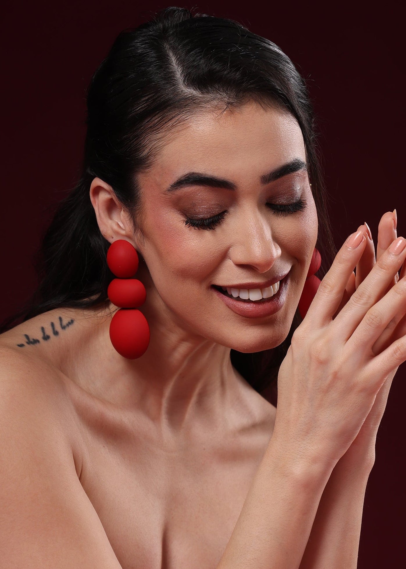 RED LADYBUG STATEMENT EARRINGS