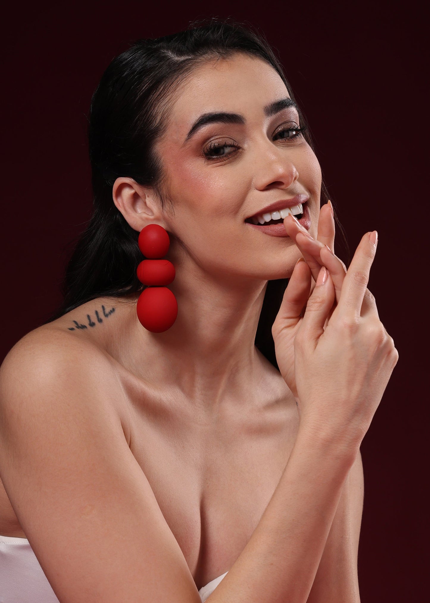 RED LADYBUG STATEMENT EARRINGS