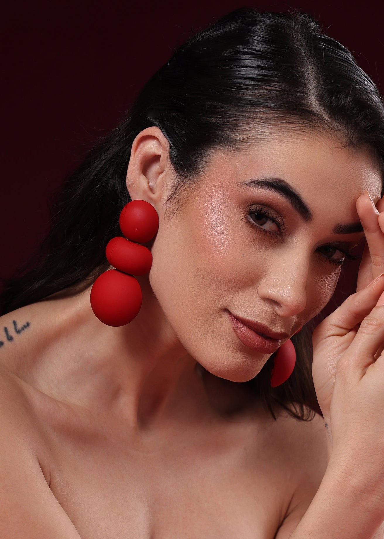 RED LADYBUG STATEMENT EARRINGS