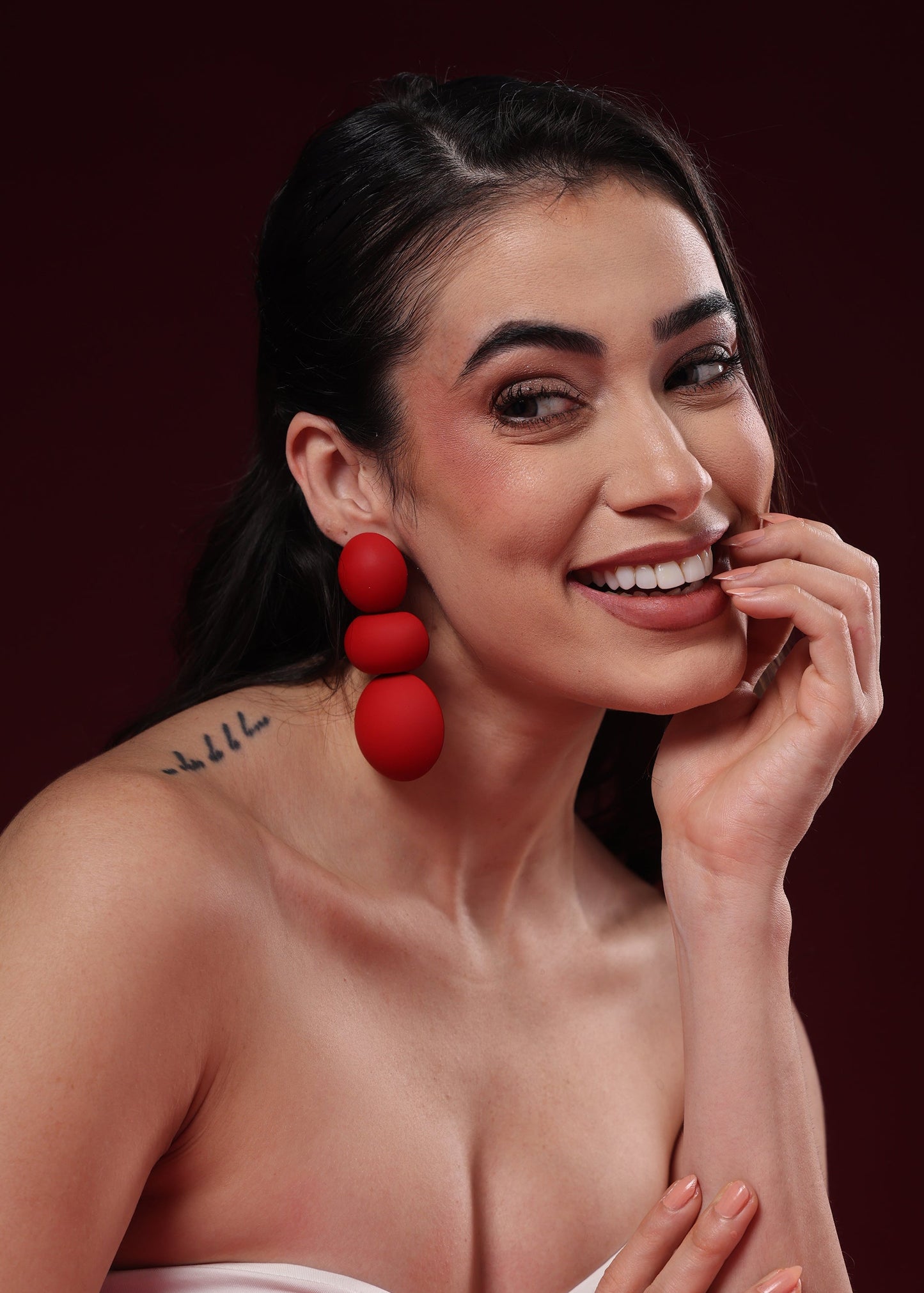 RED LADYBUG STATEMENT EARRINGS