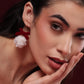 VALENTINE WINE VELVET BALL EARRINGS