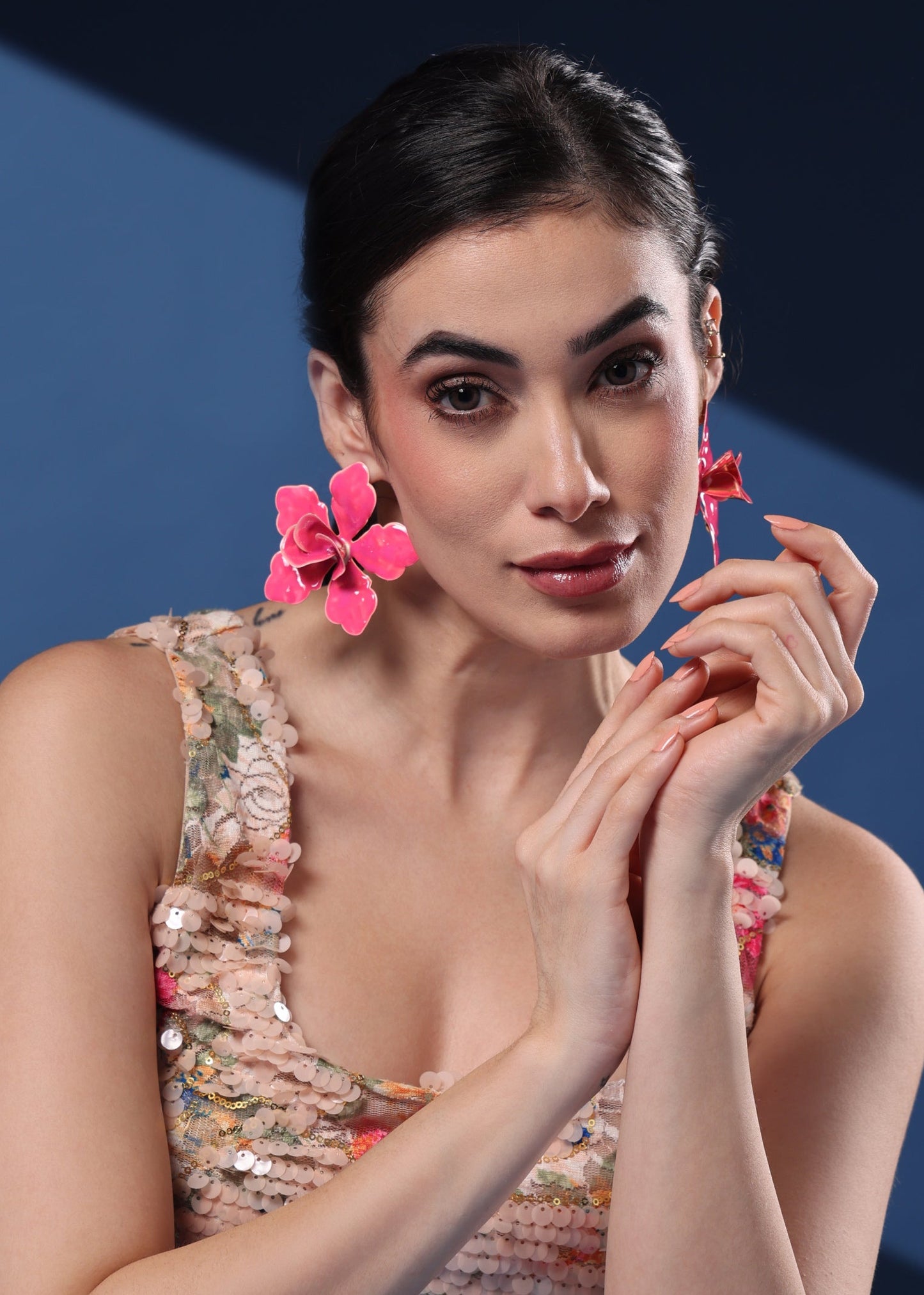 PINK PANSY PETAL EARRINGS
