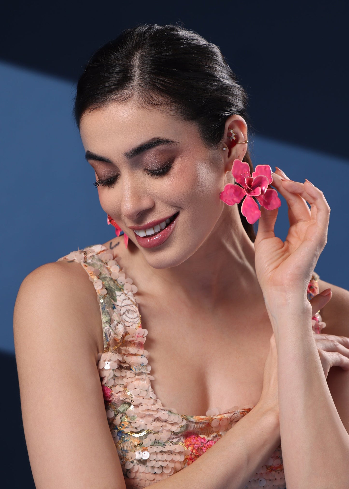 PINK PANSY PETAL EARRINGS