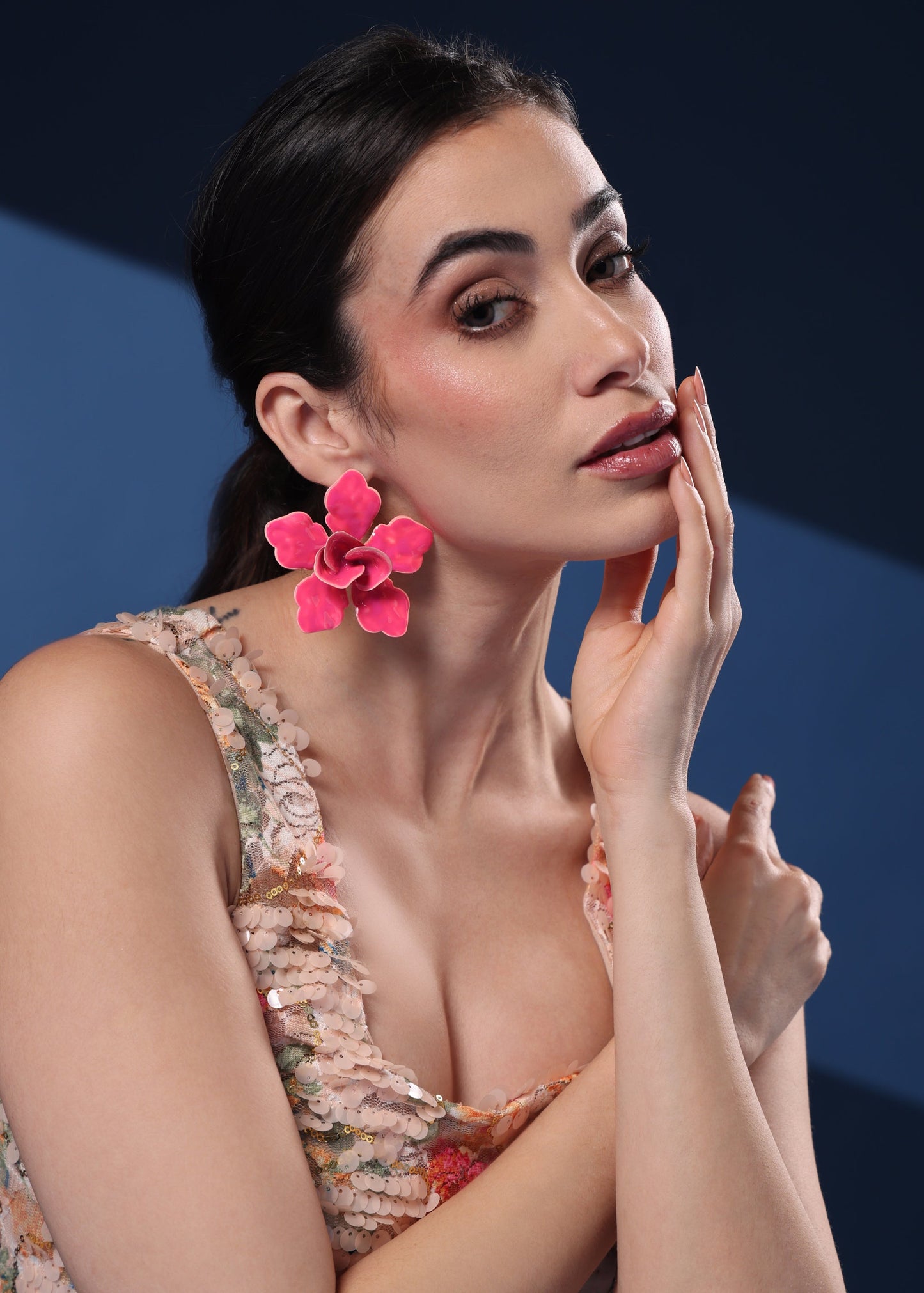 PINK PANSY PETAL EARRINGS