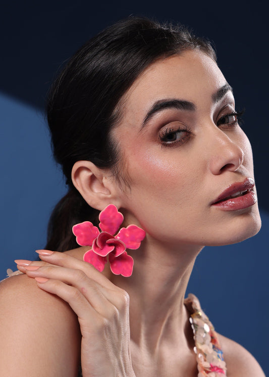 PINK PANSY PETAL EARRINGS