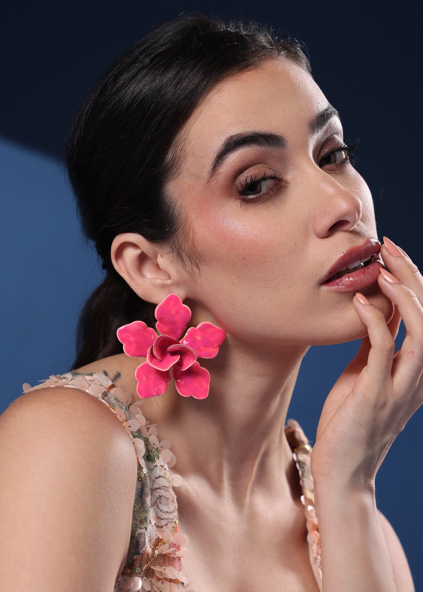 PINK PANSY PETAL EARRINGS