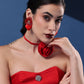 RED DOCONA PEACH HEART EARRINGS