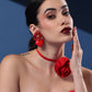 RED DOCONA PEACH HEART EARRINGS