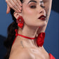 RED DOCONA PEACH HEART EARRINGS