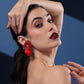 RED DOCONA PEACH HEART EARRINGS