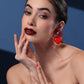 RED DOCONA PEACH HEART EARRINGS