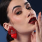 RED DOCONA PEACH HEART EARRINGS