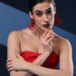 CHUNKY RED PETAL EARRINGS