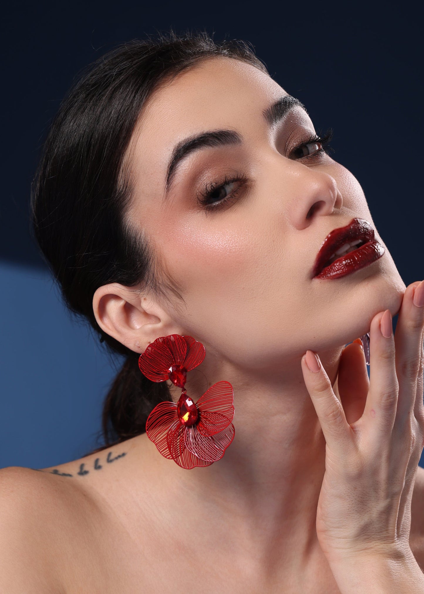 CHUNKY RED PETAL EARRINGS