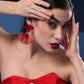 CHUNKY RED PETAL EARRINGS