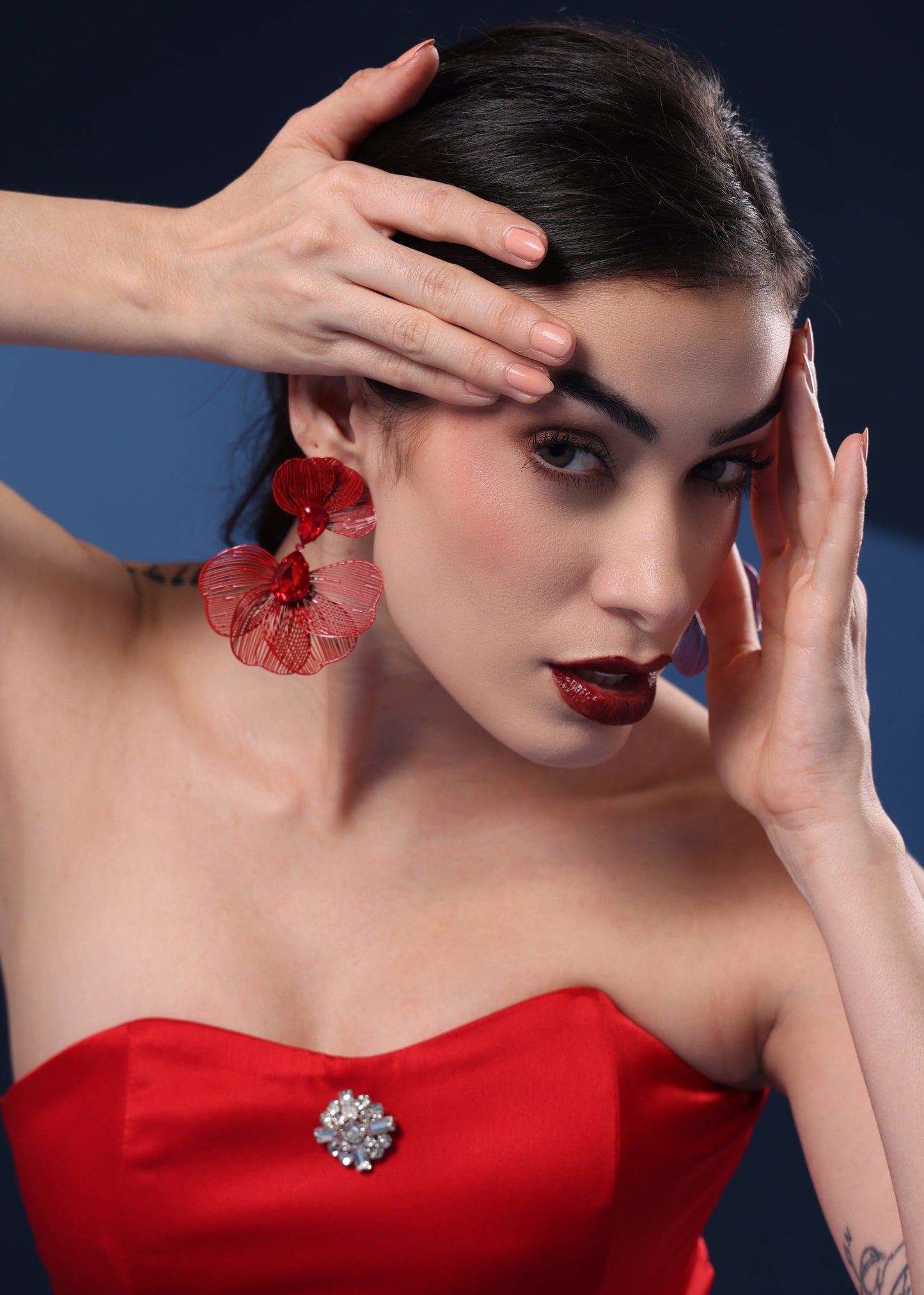 CHUNKY RED PETAL EARRINGS