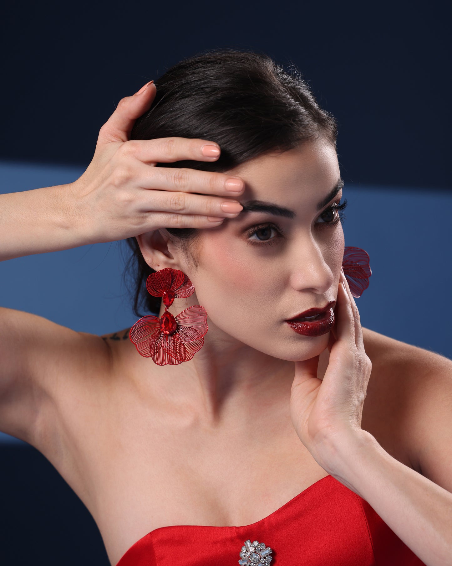 CHUNKY RED PETAL EARRINGS
