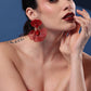 CHUNKY RED PETAL EARRINGS